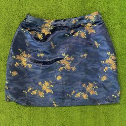 SHEIN Mini blue silk skirt with a floral pattern size S