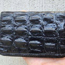 Vintage Black Crocodile Leather Card Holder / Wallet