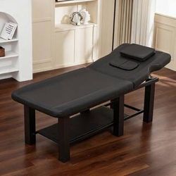 72.8 in. Black PU Leather Massage Table with Adjustable Backrest