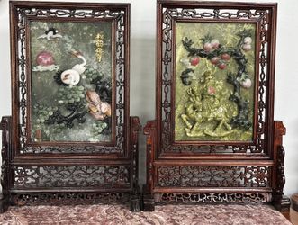 Spinach Jade Panel With Wood Frame 