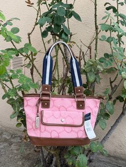 Chaps Montauk Pink Canvas Handbags