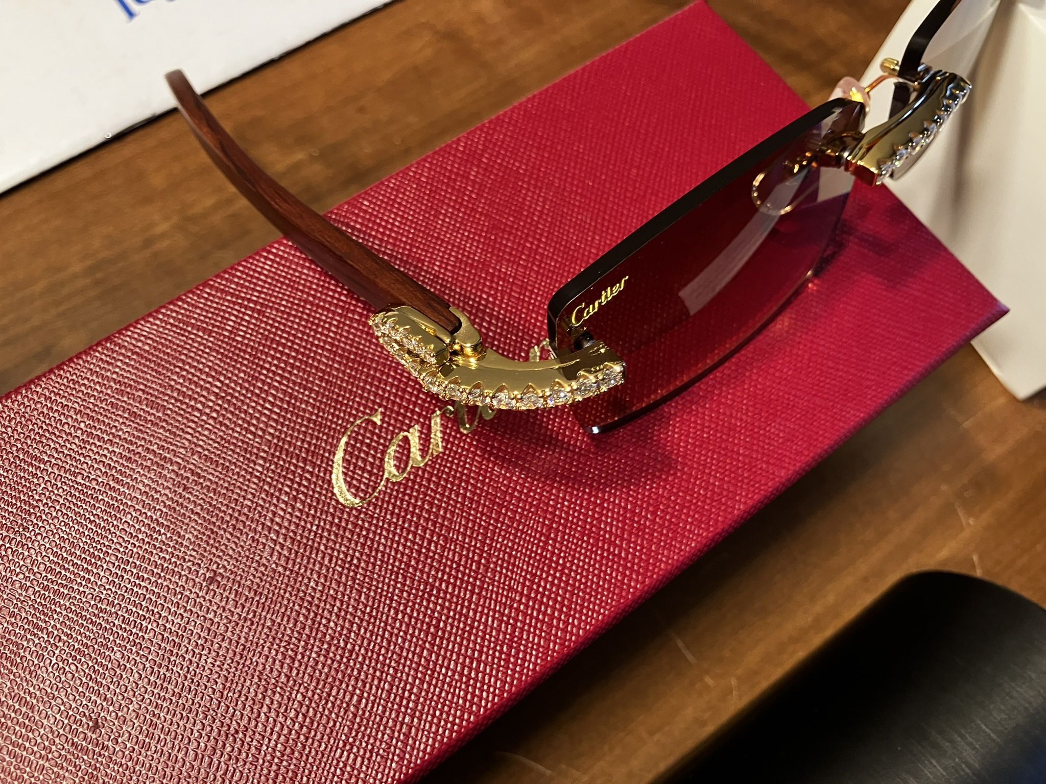 Buffs Cartier Wood Frame Hand Set Stones
