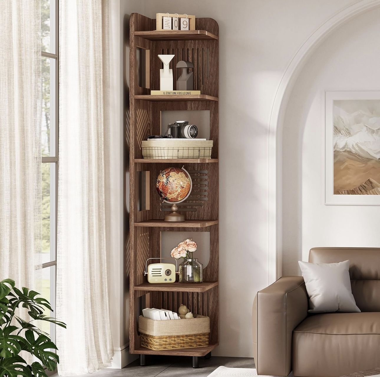 6-Tier Tall Corner Shelf, 71-Inch Tall