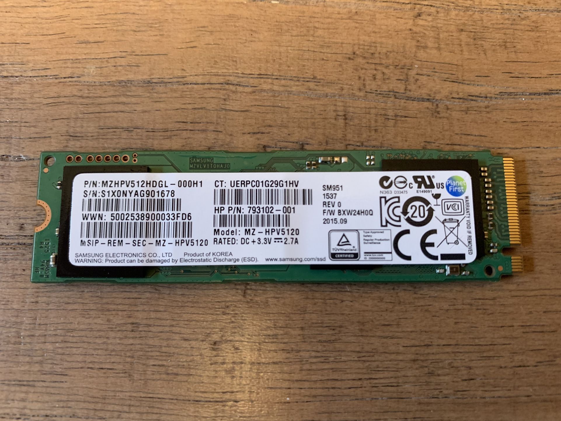 Samsung SM951 512 GB M.2 SSD