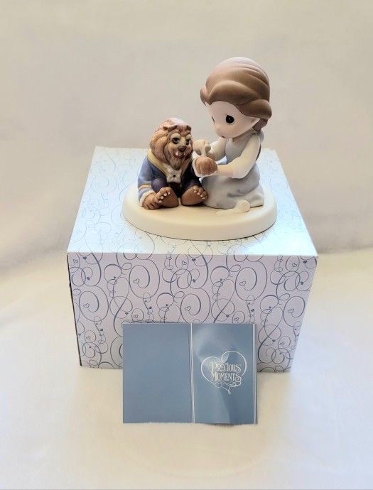 PRECIOUS MOMENTS DISNEY BEAUTY AND THE BEAST PORCELAIN FIGURINE WITH BOX