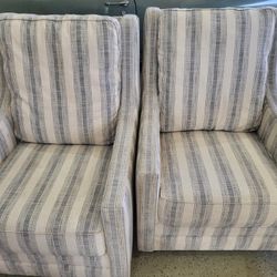 2 Swivel Rocking Chairs - Grey Striped