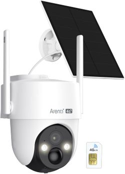 4G LTE Cellular Security Camera, No WiFi Solar Powered Camera, 2K Security Cameras Wireless Outdoor, PIR Motion Sensor, 360° Live View, Color Night Vi