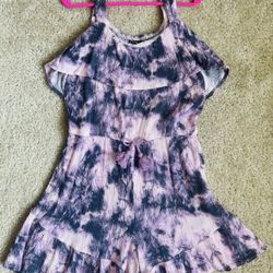 Romper dress 7 / 8 girl art class floral fancy black pink 