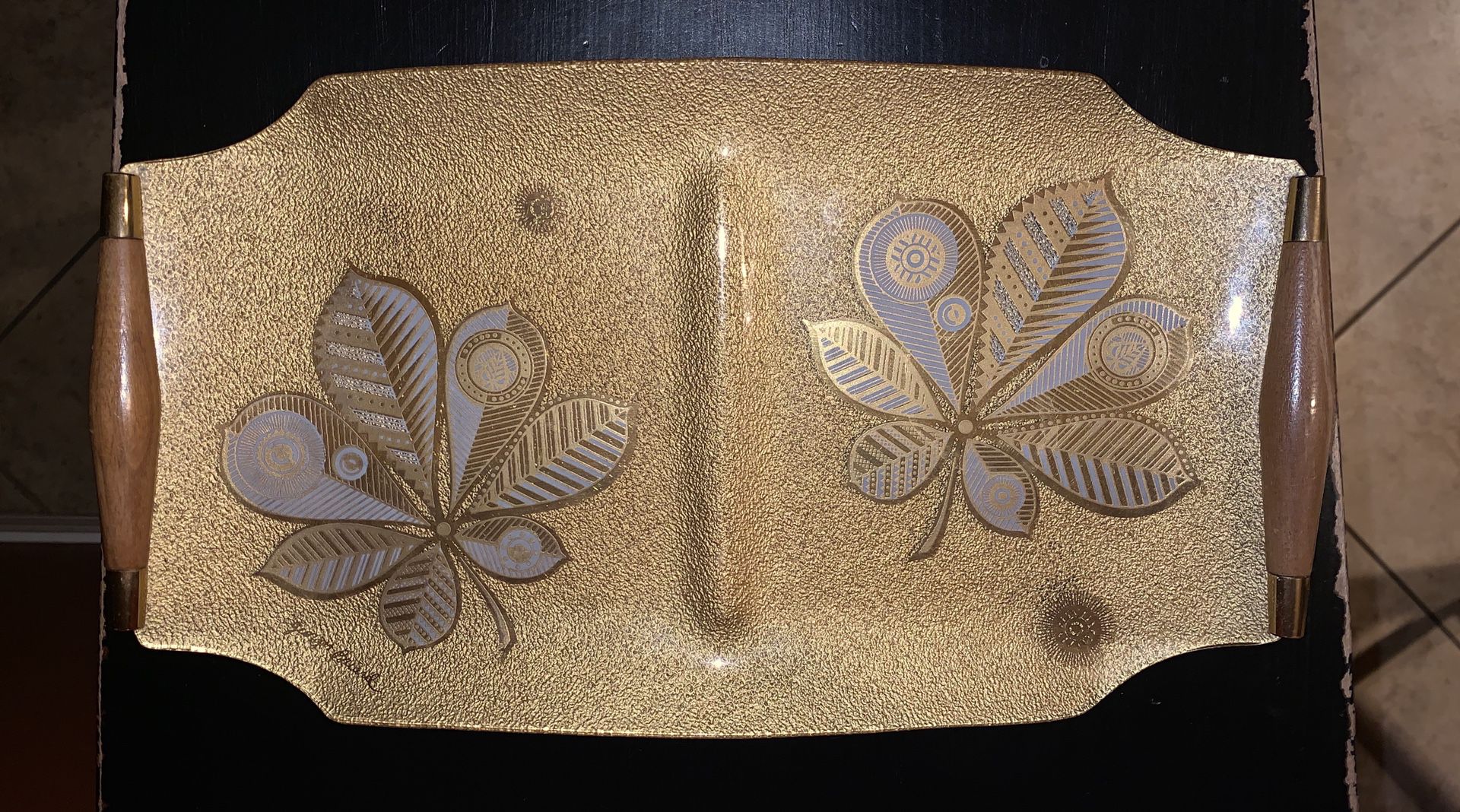 Vintage Mid Century Modern serving tray. Georges Briard. Approximately 15” x 8.5”.