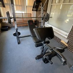 Bench Press & Squat Rack, Olympic Barbell, 255lbs Weight Plates