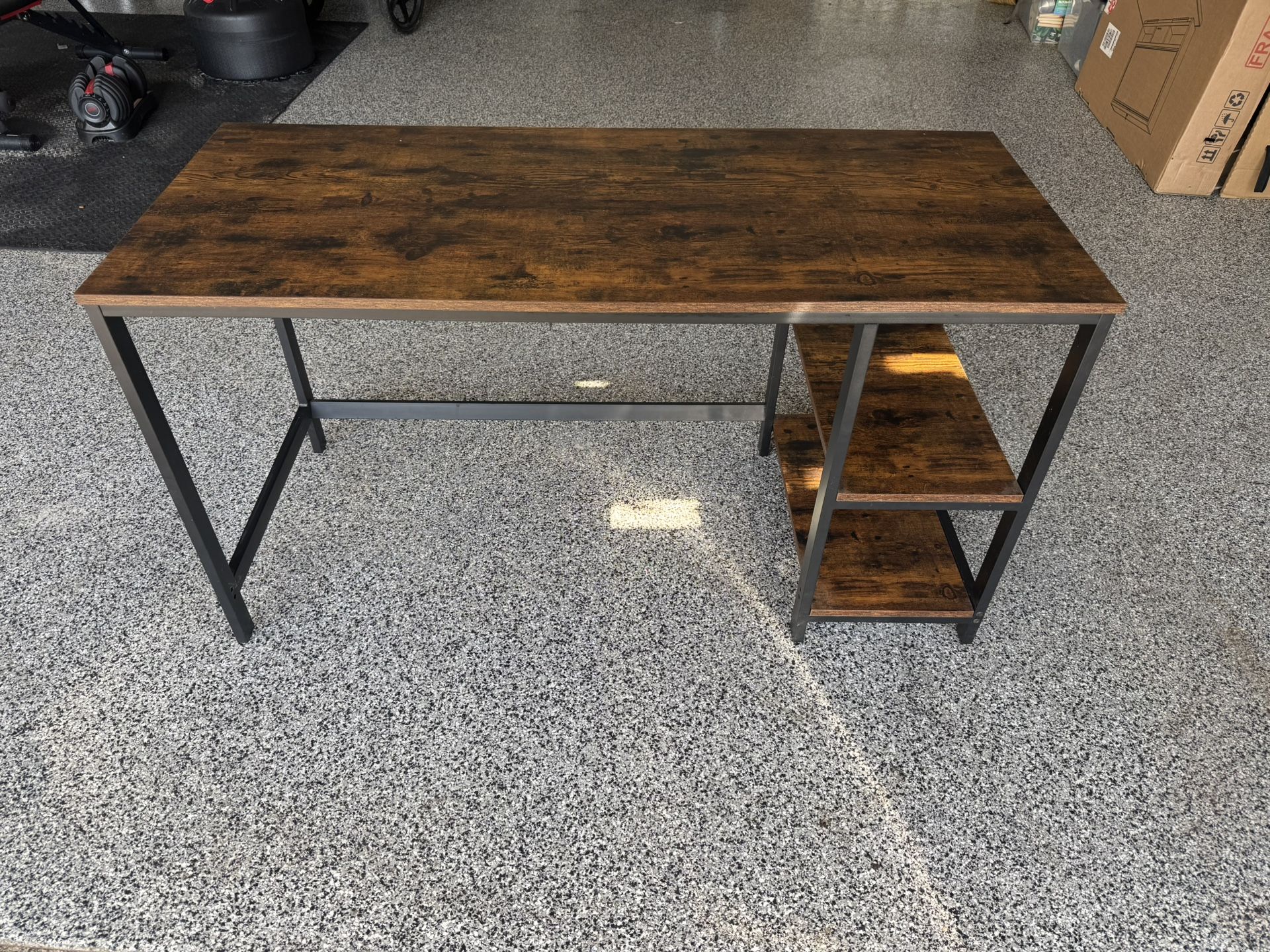Wooden Computer Desk With Shelves