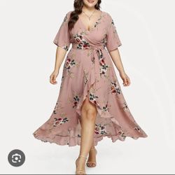 City Chic Pink Floral Wrap Dress