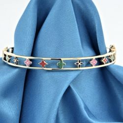 Beautiful 14k Solid Yellow Gold Luxury Inspired  Bangle Bracelet 9.8GR 6mm