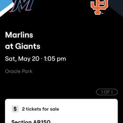 2 Tickets Giants Vs marlins Bobblehead Night 