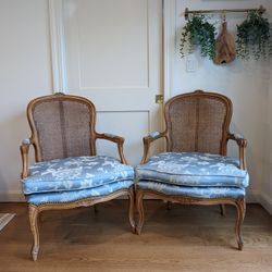 French Hardwood Fauteuil-Style Armchairs