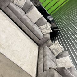 Grey 2pc Sofa Couch Set (DELIVERY AVAILABLE)