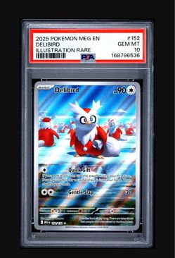 2025 POKEMON MEG EN-MEGA EVOLUTION ILLUSTRATION RARE #152 DELIBIRD PSA 10