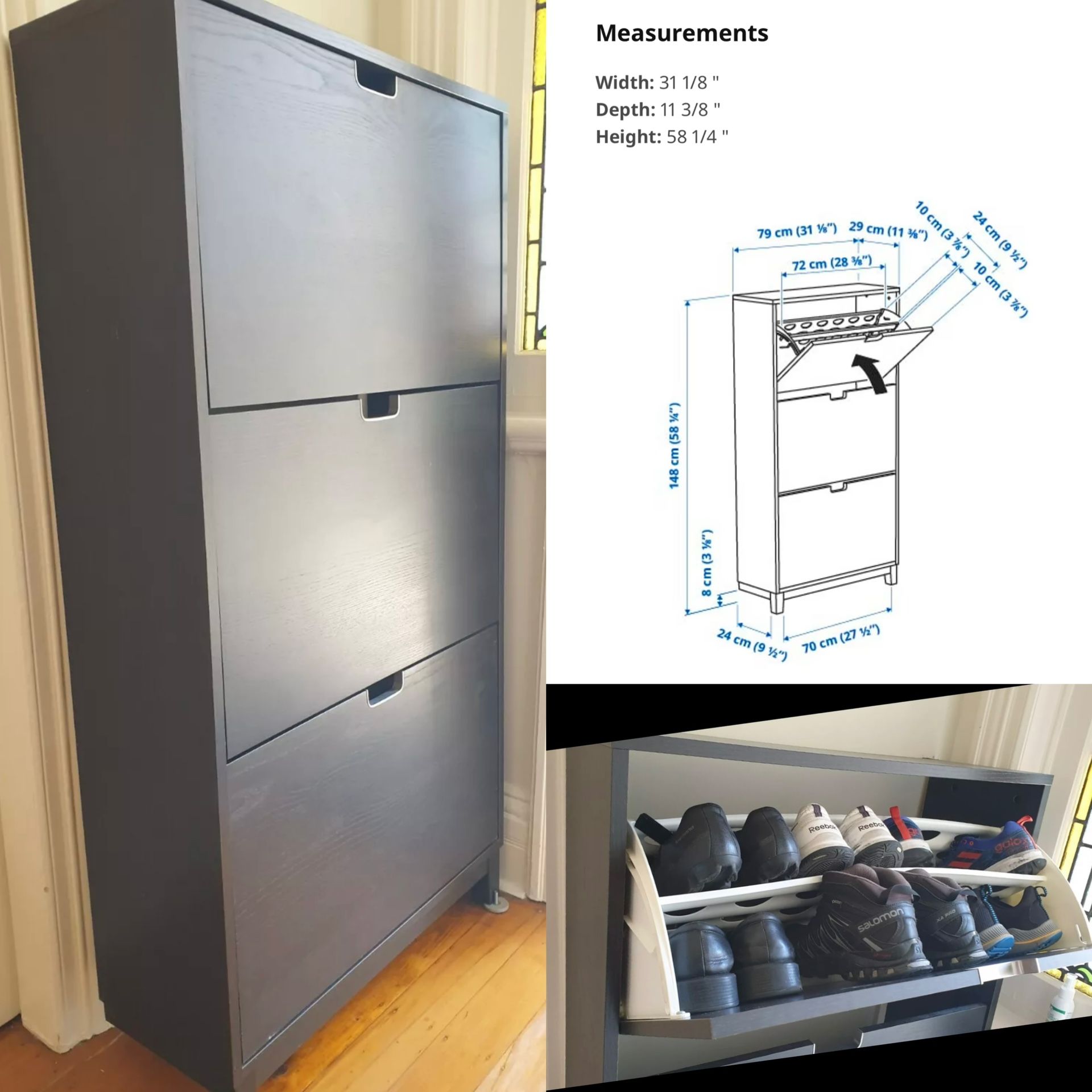 Ikea Stall STÄLL shoe cabinet rack with 3 compartments, black brown / GOES TO BEST OFFER
