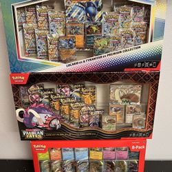 Pokemon Prismatic, Paldean Fates Boxes Tins