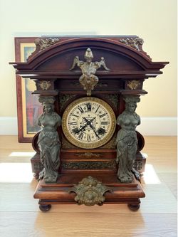 Rare Antique Ansonia Victorian Renaissance Revival Mantel Clock – Figural Caryatids – Circa 1880–1900