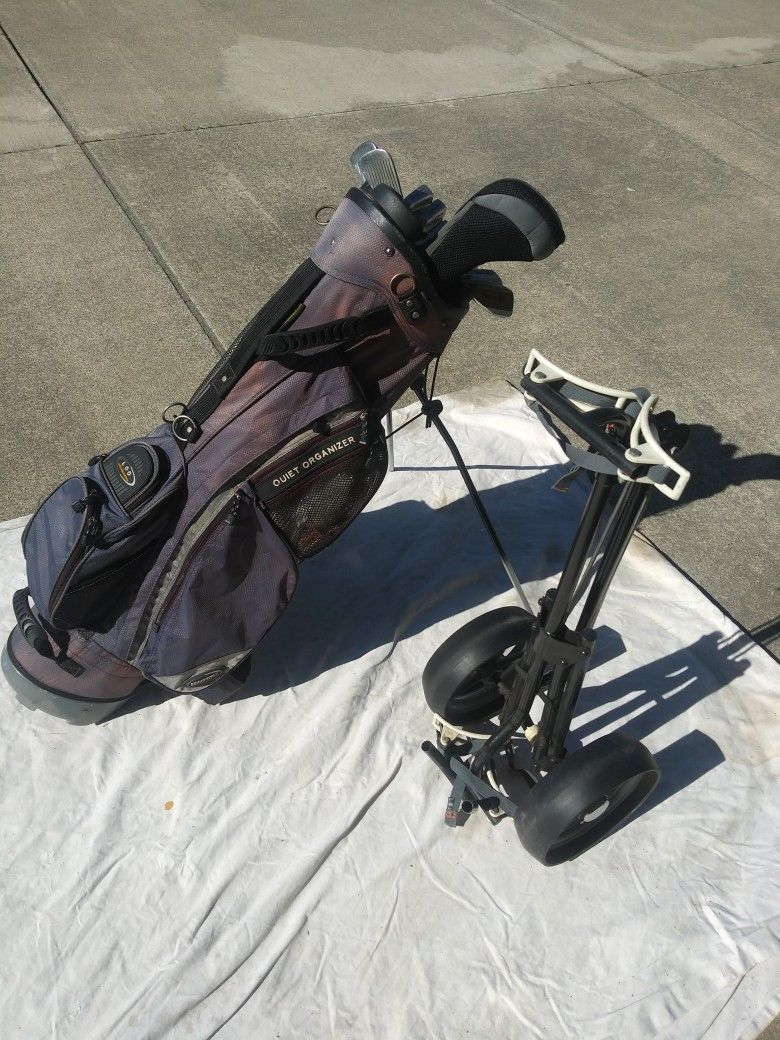 Full Set of Left-Handed Golf Clubs w/Bag and Folding Wheels (Price Negotiable)