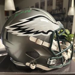 DeVonta Smith Signed Philadelphia Eagles F/S Riddell Flash Rep Helmet Beckett