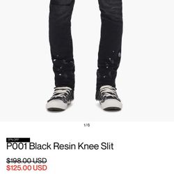 PURPLE BRAND P001 Black Resin Knee Slit