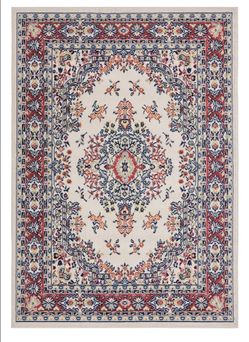 Medallion Area Rug in Ivory and Red 7'9 x 10'8 ft NEW