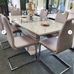 Cappuccino Dining Table With 6 Chairs 