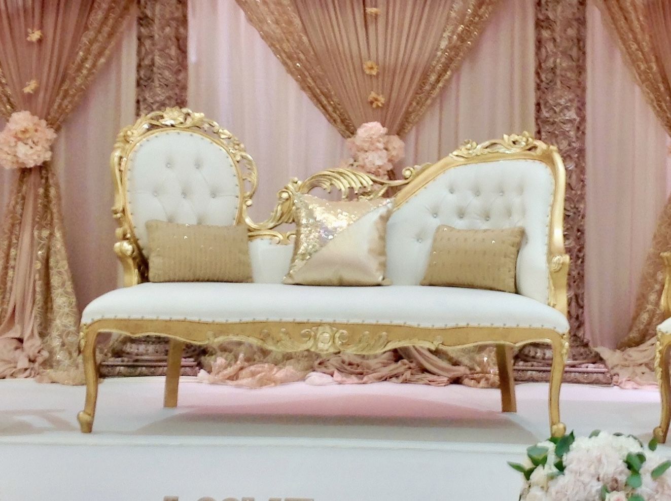 Gold And Ivory Sofa & Bench Sets