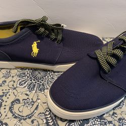 Men’s Polo Ralph Lauren Sneakers Size 12 In Dark Blue & Yellow