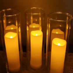 Flameless candles glass vases