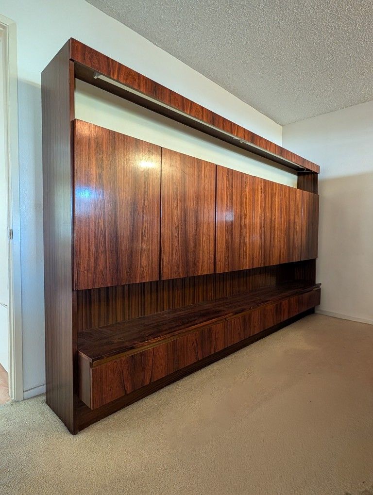 Rare Vintage Mid Century Modern Rosewood Wall Unit, c1960s