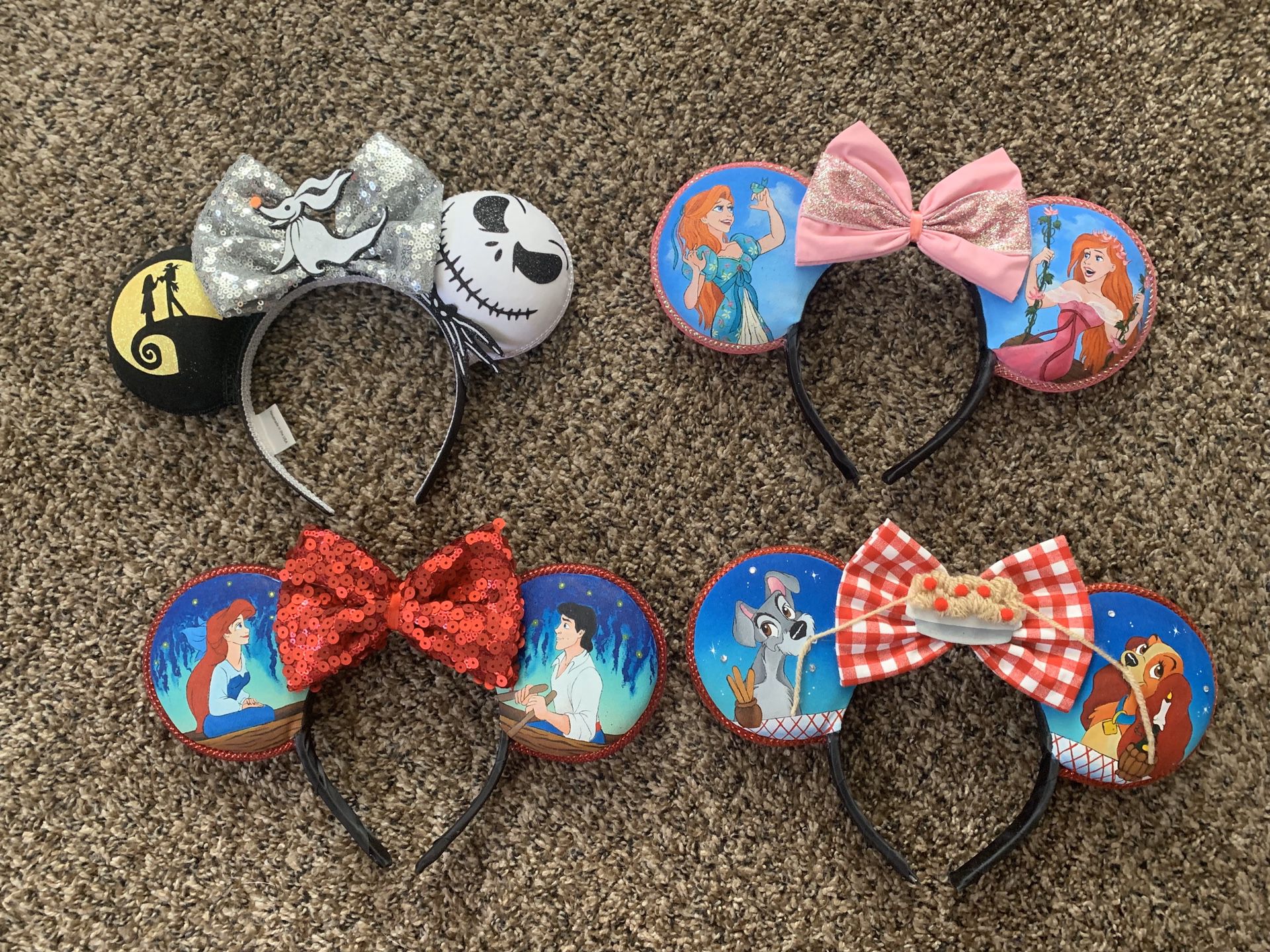 Disney Mickey Mouse ears The Little Mermaid Lady and the Tramp Nightmare Before Christmas Enchanted