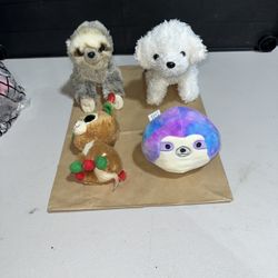 Four Various Plush Stuffed Toys