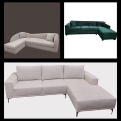 Brand NEW 9x5.5ft And 7X9FT SECTIONAL CHAISE Sofa, CUTTLE White Fabric, More colors Available To Choose FROM 