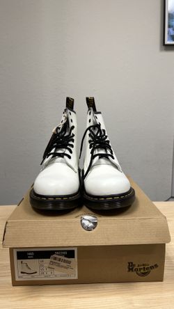 Dr. Martens Unisex 1460 8 Eye Boot, White Smooth, 12 US Women / 11 US Men