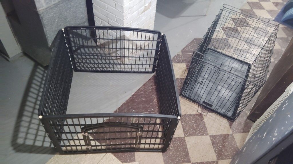 Adult Dog Cage And Also A Puppy Pen Nice !!! Guys 