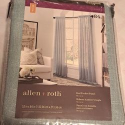 Allen + Roth Sheer Blue Green Rod Pocket Curtain Panel New