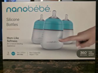 (BRAND NEW) Nanobébé Flexy Silicone Baby Bottles 9 oz 3-Pack - Teal | 24TH ST & SOUTHERN AVE