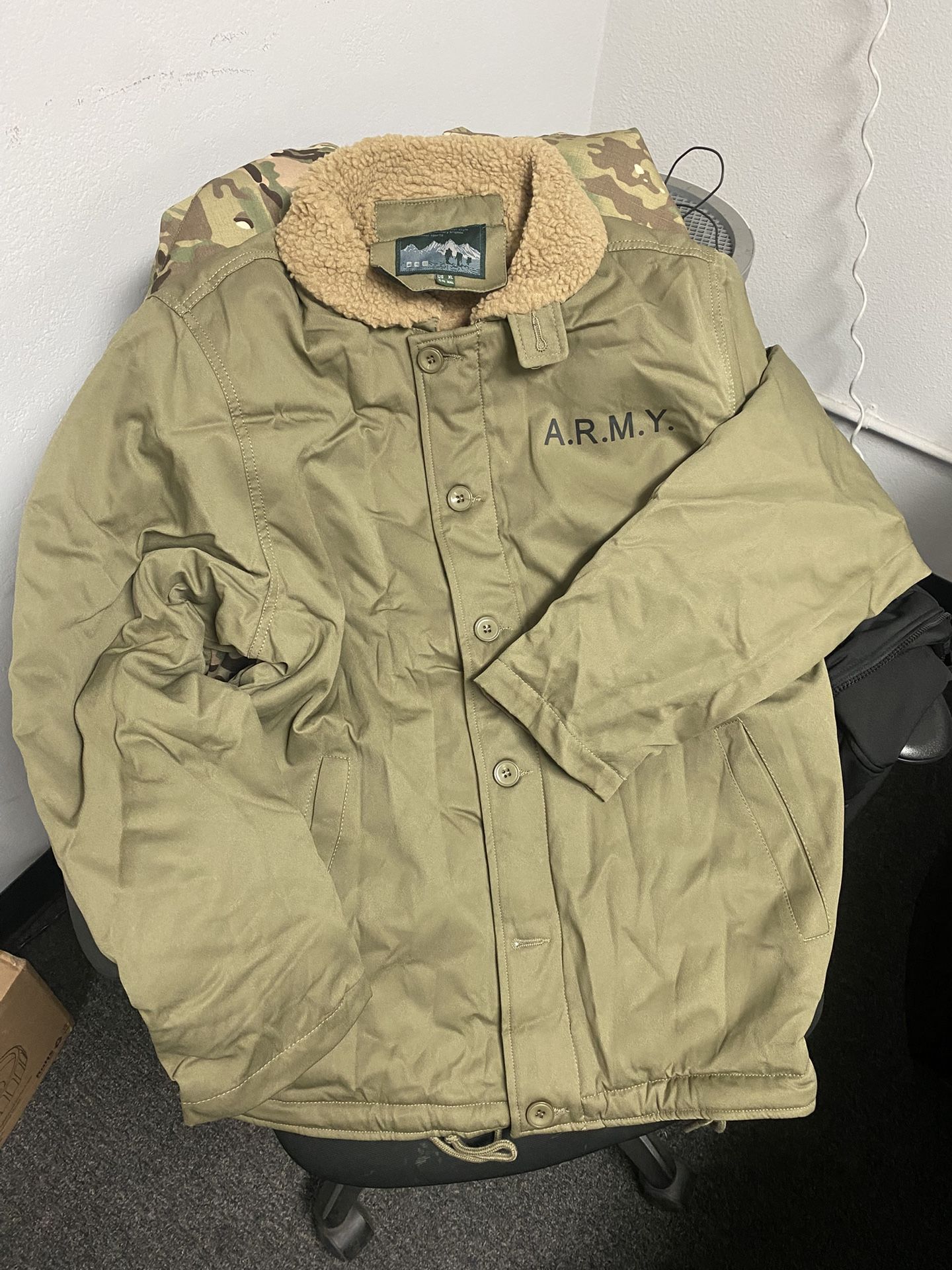 New Vintage Navy N-1 Deck Jacket Men's Cotton  Jacket Coats Fleece Parka