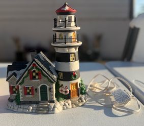 Christmas Village Lighthouse Figurine with Light