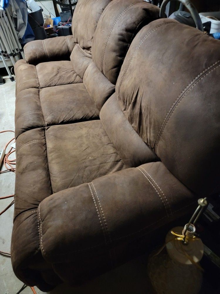 Electric Reclining Suede Couch