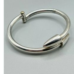 VTG.MEXICO STERLING SILVER Rare BULLET ENDS HINGED BRACELET