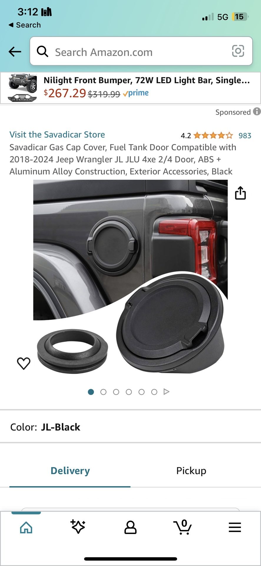 Jeep Wrangler JL Gas Cover