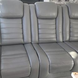 Gray 3 piece  Leather Sofa and Coffee Table