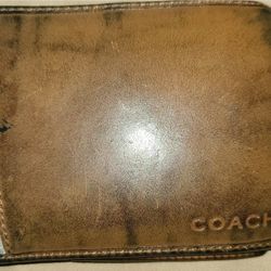 Coach Brown Leather Stripe Men's Bifold Wallet