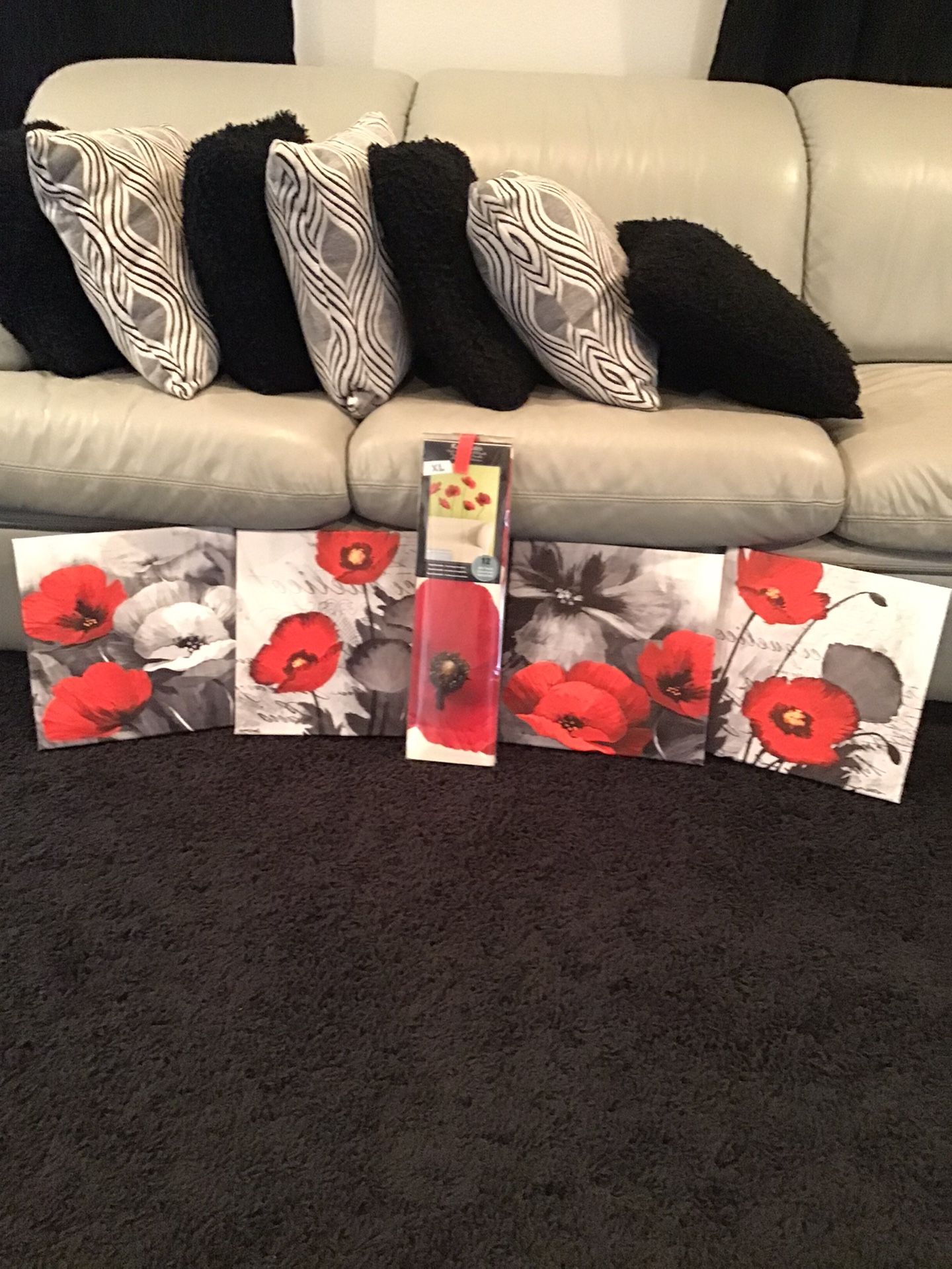12x12 Pictures. 4. Bright Red FLOWERS with Matching Wall Decals