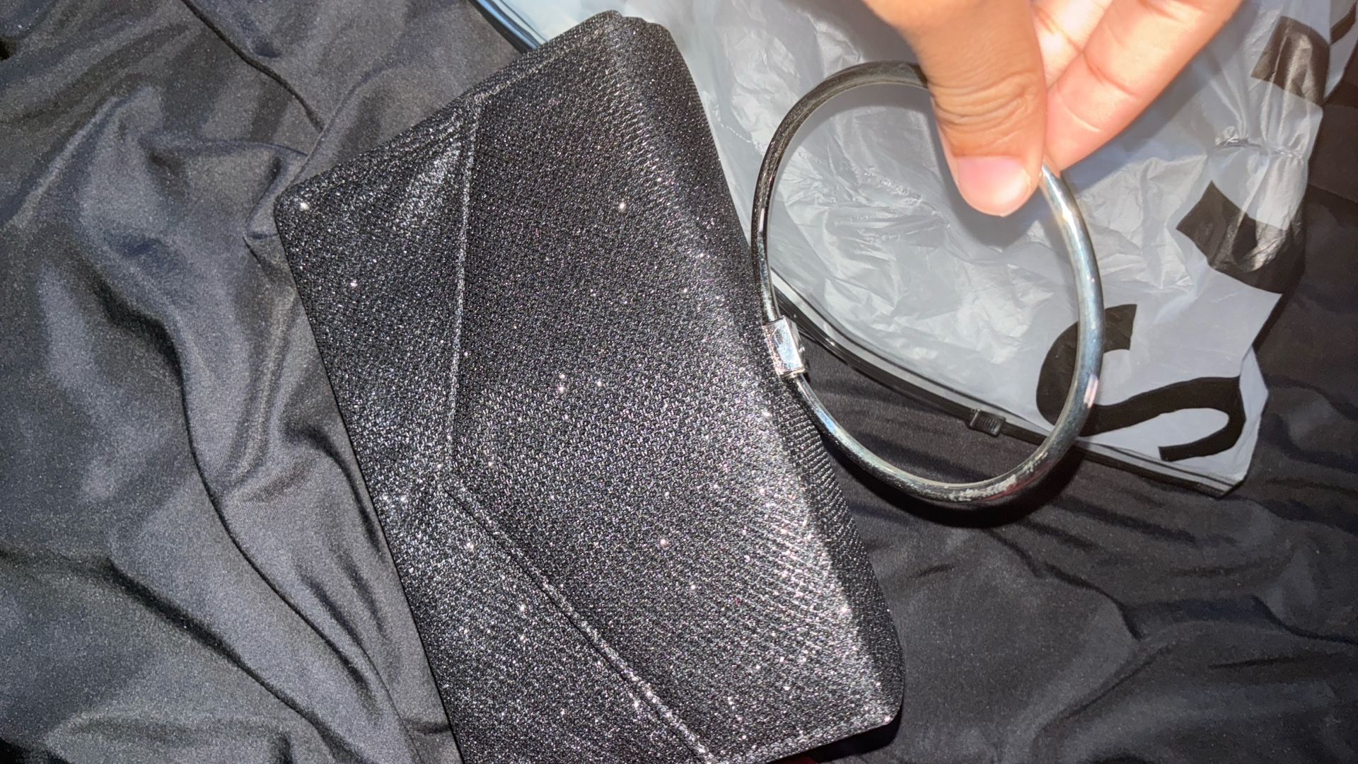  black glittering purse 