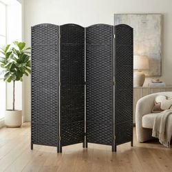 Folding Room Divider Screen 4 Panel 5.6 ' Tall Privacy Screen